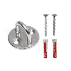 A4 stainless steel eye plate with screws + wall plugs